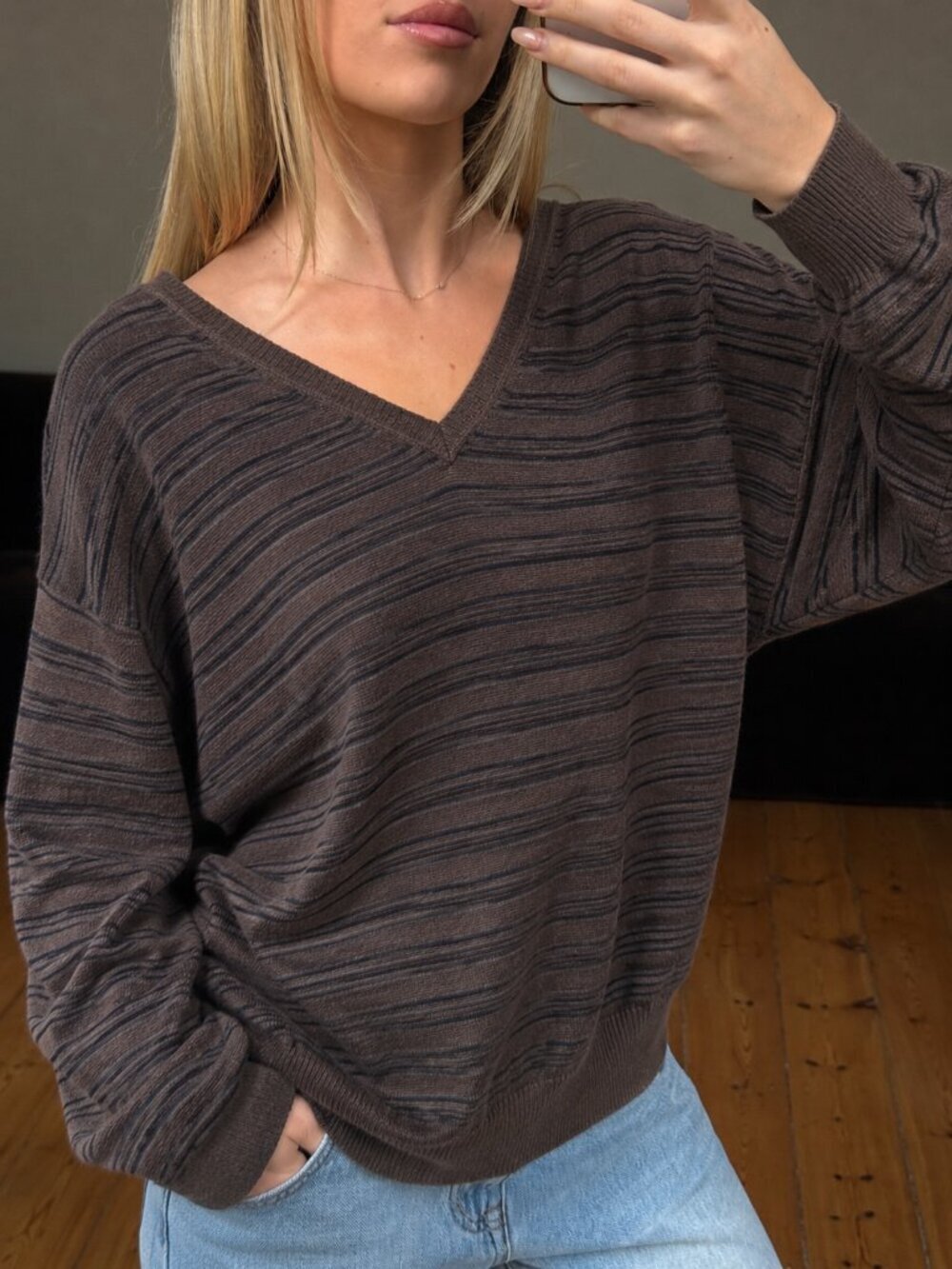 Merino Wool Crew Neck Striped Sweater Size 3XL soft long sleeve